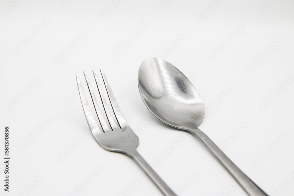 spoon and fork on white background spoon and fork on white background