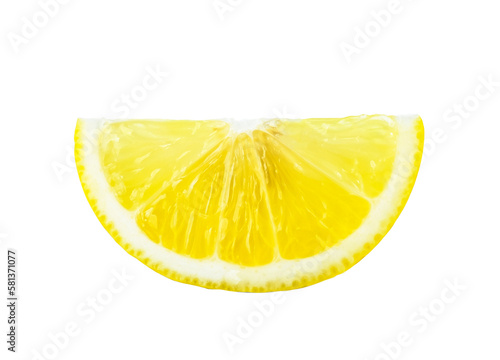 Slice lemon isolated on transparent background, PNG image