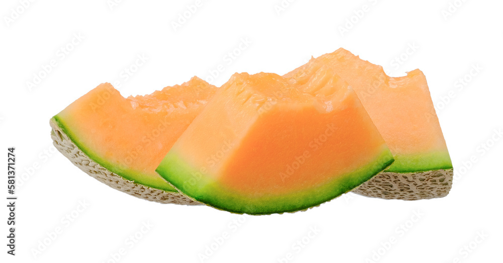 Slice orange melon isolated on transparent background, PNG image Slice orange melon isolated on transparent background, PNG image
