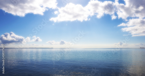 A photo of the sea during early morning after sunrise © Dhoxax/peopleimages.com
