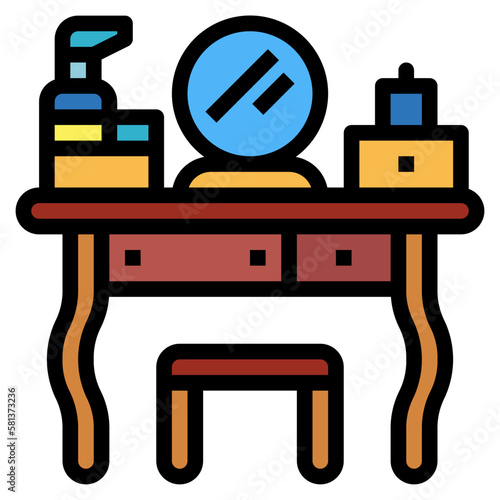 dressing table filled outline icon style