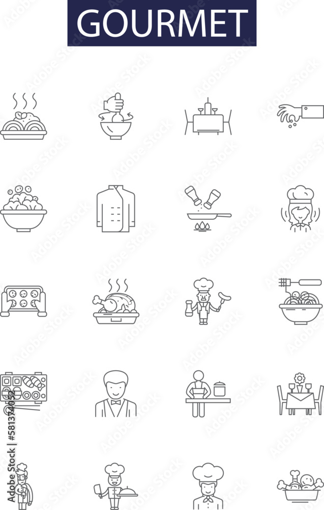 Gourmet line vector icons and signs. Cuisine, Epicurean, Epicure ...