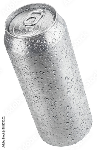 500 ml aluminum beer can with water drops isolated on transparent background