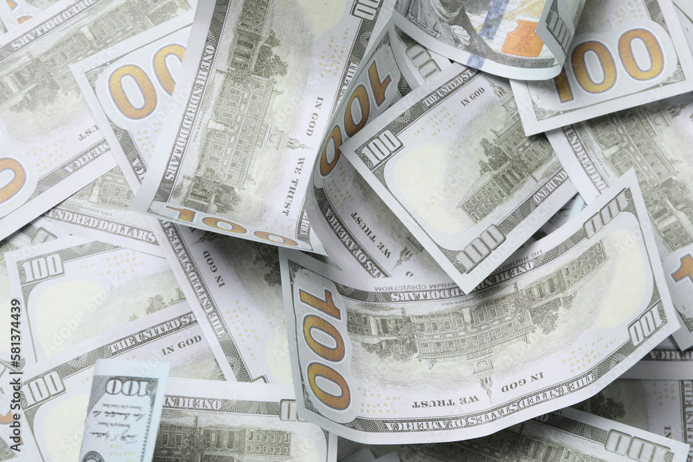 Fototapeta premium Dollar bills on whole background, close up