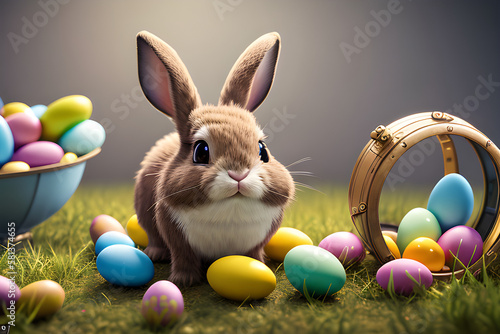 cute rabbit and easter eggs...
