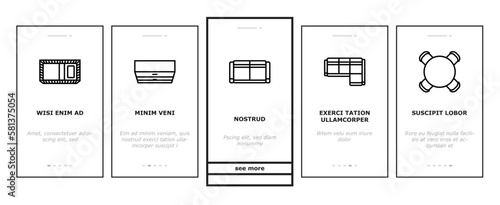 floor plan interior furniture onboarding icons set vector