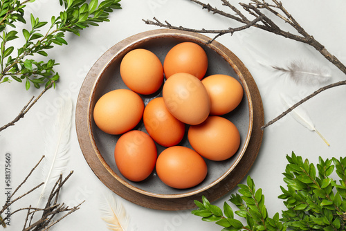 Ingredient for cooking dishes- eggs, top view