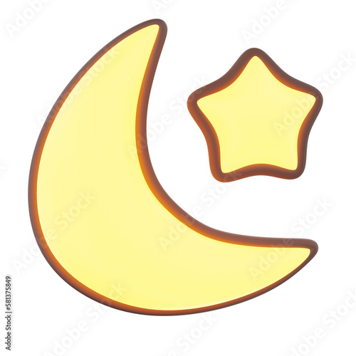 3D Moon and Star