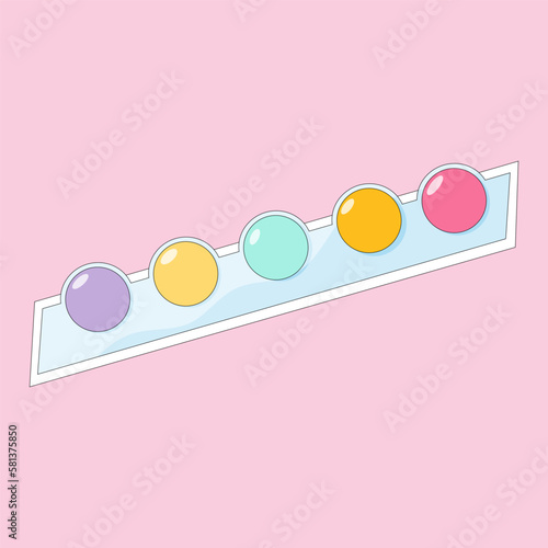 Gum balls in foil blister packaging. 