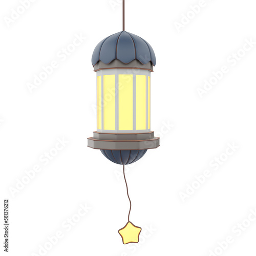 3D Ramadan Lantern with star illustration