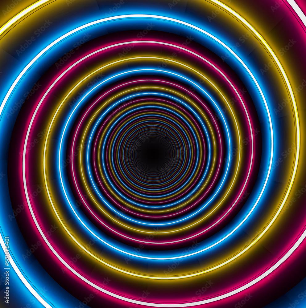 Obraz premium Abstract Pseudo Depth Spiral background, neon lights