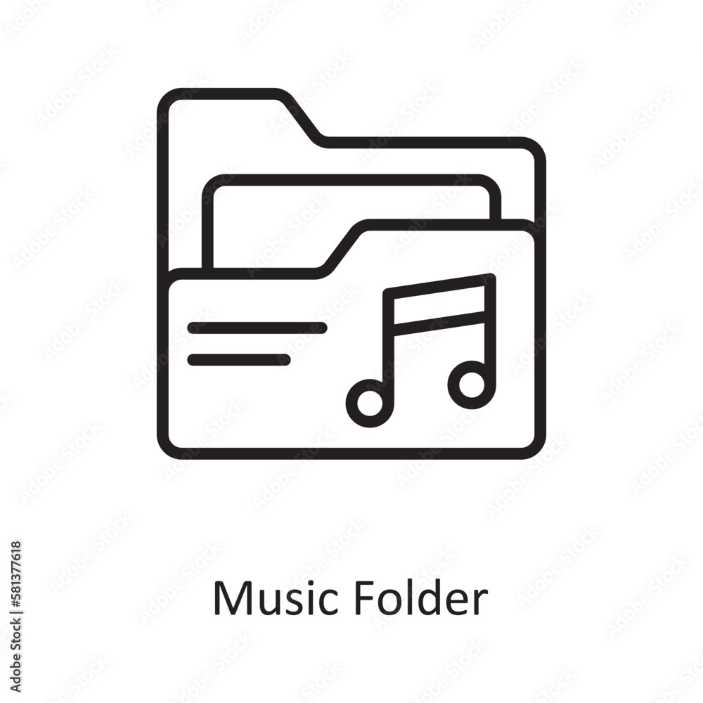 Music Folder Vector Outline icon Design illustration. Music Symbol on White background EPS 10 File Music Folder Vector Outline icon Design illustration. Music Symbol on White background EPS 10 File