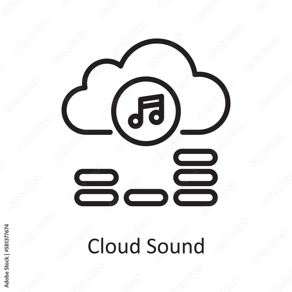 Cloud Sound Vector Outline icon Design illustration. Music Symbol on White background EPS 10 File Cloud Sound Vector Outline icon Design illustration. Music Symbol on White background EPS 10 File