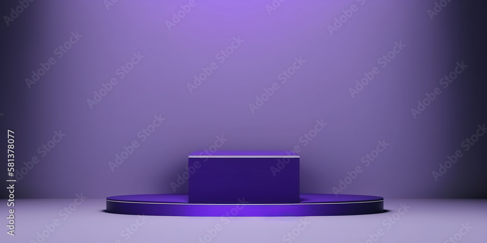 Realistic 3D purple theme podium for product display. Created with Generative AI Technology Realistic 3D purple theme podium for product display. Created with Generative AI Technology