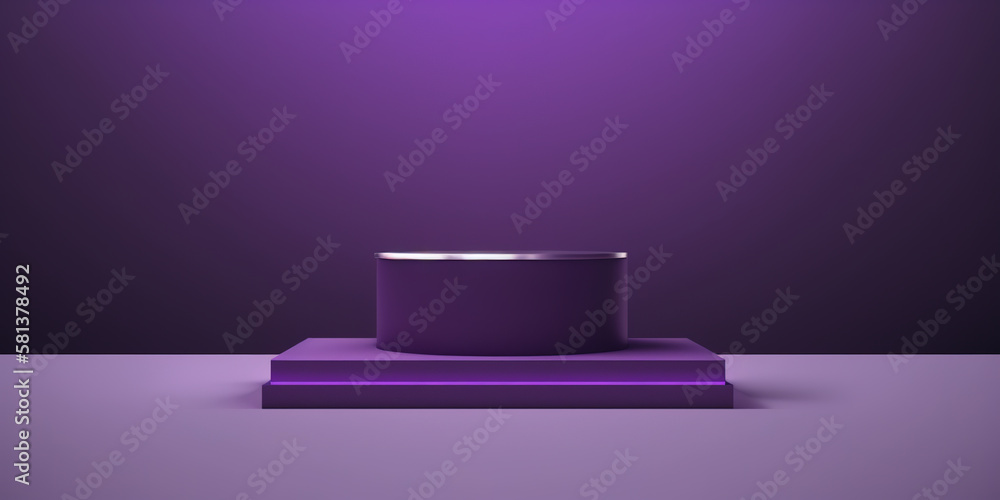 Realistic 3D purple theme podium for product display. Created with Generative AI Technology Realistic 3D purple theme podium for product display. Created with Generative AI Technology