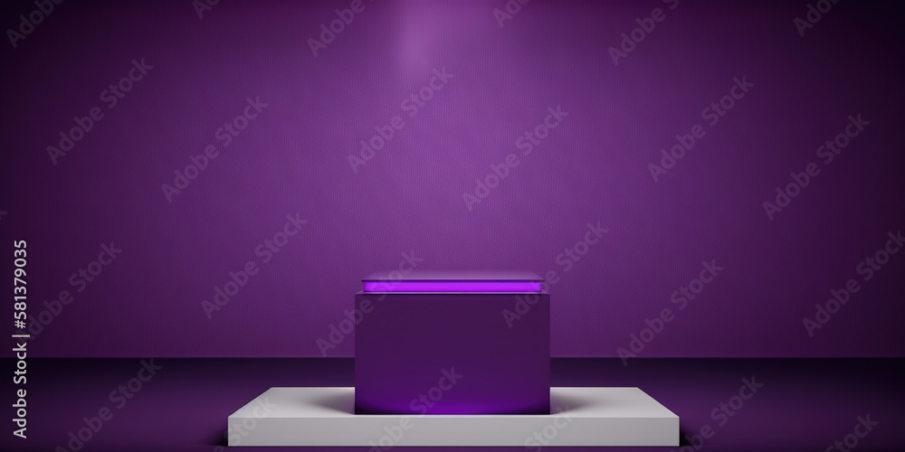Realistic 3D purple theme podium for product display. Created with Generative AI Technology Realistic 3D purple theme podium for product display. Created with Generative AI Technology