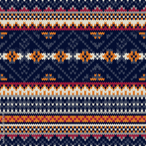 Fashion ethnic jacquard nordic style wallpaper abstract knitted vector seamless pattern