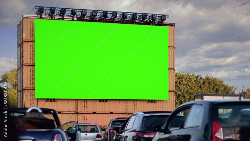 Drive In Cinema Green Screen Theater Exterior Cars Parked Green Screen drive-in-cinema-green-screen-theater-exterior-cars-parked-green-screen