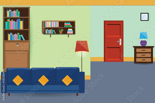 Lovely living room flat vector illustration