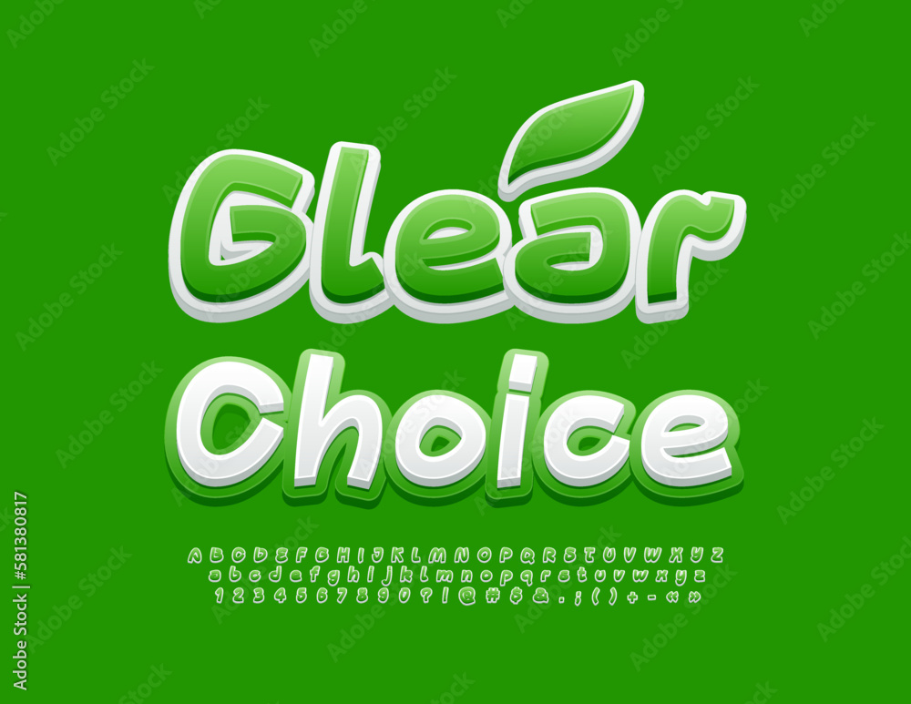 Vector eco Banner Clear Choice. Modern creative Font. Bright handwrittenl Letters, Numbers and Symbols Vector eco Banner Clear Choice. Modern creative Font. Bright handwrittenl Letters, Numbers and Symbols