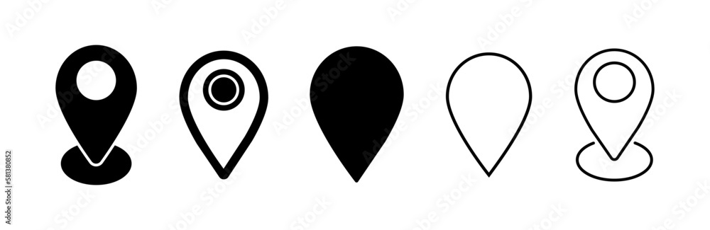 Pin location icon set. Map pin marker. Map marker pointer icon collection. GPS symbol. Vector stock. Pin location icon set. Map pin marker. Map marker pointer icon collection. GPS symbol. Vector stock.