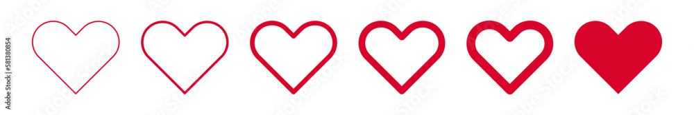 Red heart illustration. Heart vector icon set. Love symbol. Collection of love. Red heart illustration. Heart vector icon set. Love symbol. Collection of love.