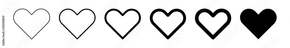 Black heart illustration. Heart vector icon set. Love symbol. Collection of love. Black heart illustration. Heart vector icon set. Love symbol. Collection of love.