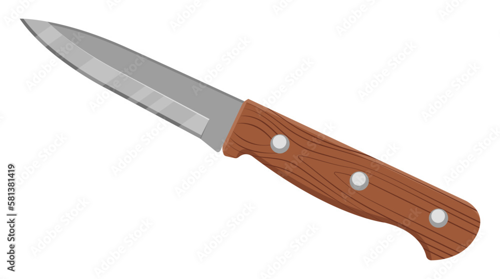 Kitchen knife with wooden handle. paring knife. Isolated on white Kitchen knife with wooden handle. paring knife. Isolated on white