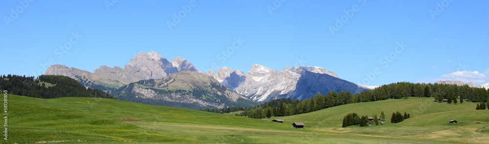 Alpe di Siusi in South Tyrol, Italy, Europe in summer, beautiful landscape for hiking and relaxing	