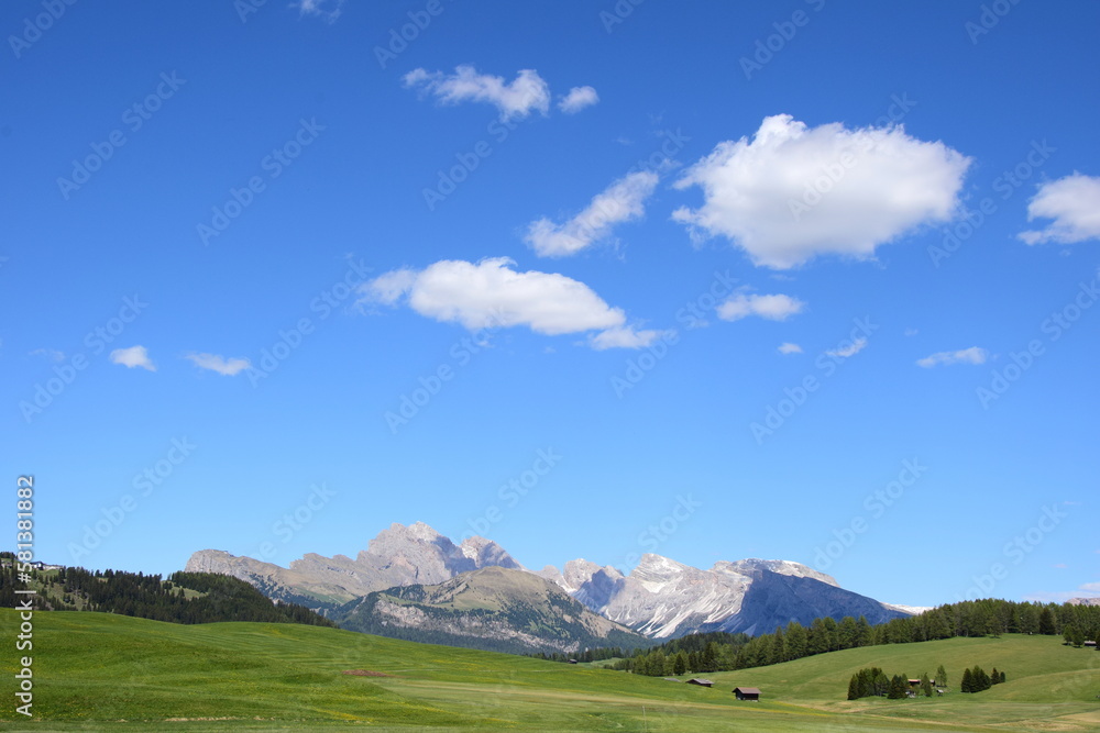 Seiser Alm in Südtirol , Italien, Europa im Sommer, wunderschöne Landschaft zum Wandern und Relaxen	