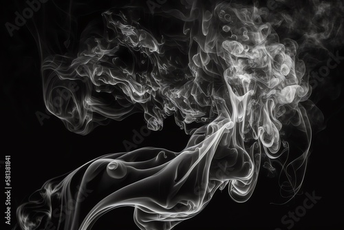 Black smoke on black background. Generative AI