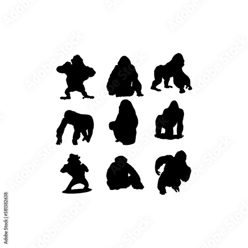 Gorilla animal set silhouette collection creative design