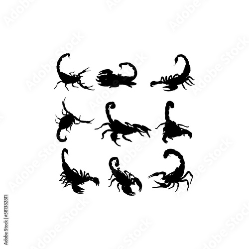 Animal scorpion scary silhouette collection design