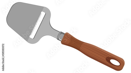 Kitchen knife with wooden handle. cheese slicer. Isolated on white