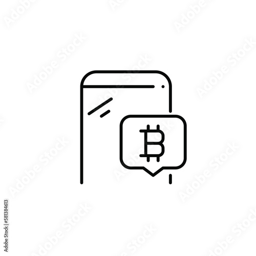Bitcoin cryptocurrency mobile app. Modern technologically advanced payment method. Pixel perfect, editable stroke icon