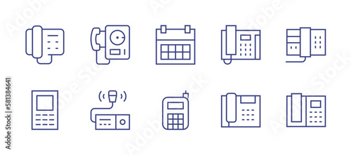 Phone line icon set. Editable stroke. Vector illustration. Containing phone, telephone, telephone call, cellphone, transceiver.