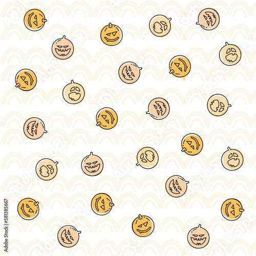 Seamless pattern with halloween pumpkins