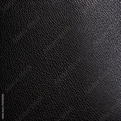 black leather texture pattern background closeup with generative AI technology