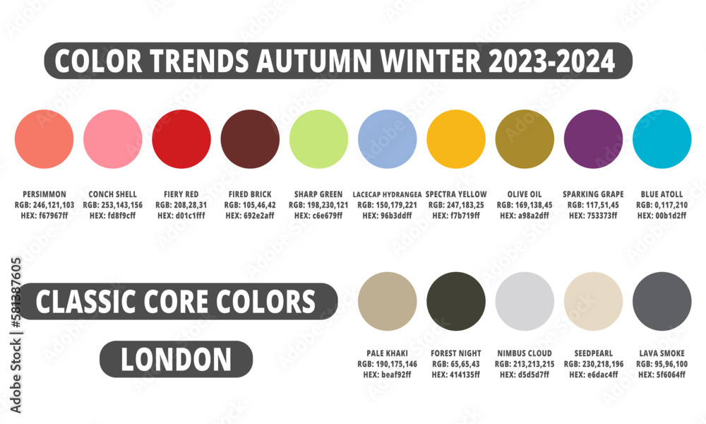 Fashion color trends Autumn winter 2023-2024. London Fashion color ...