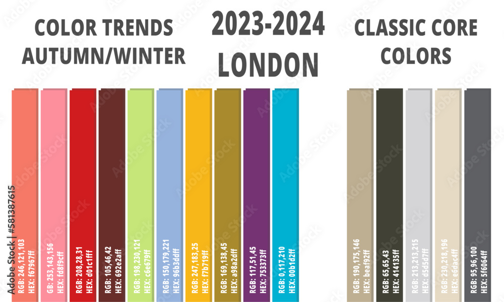 Fashion color trends Autumn winter 2023-2024. London Fashion color ...