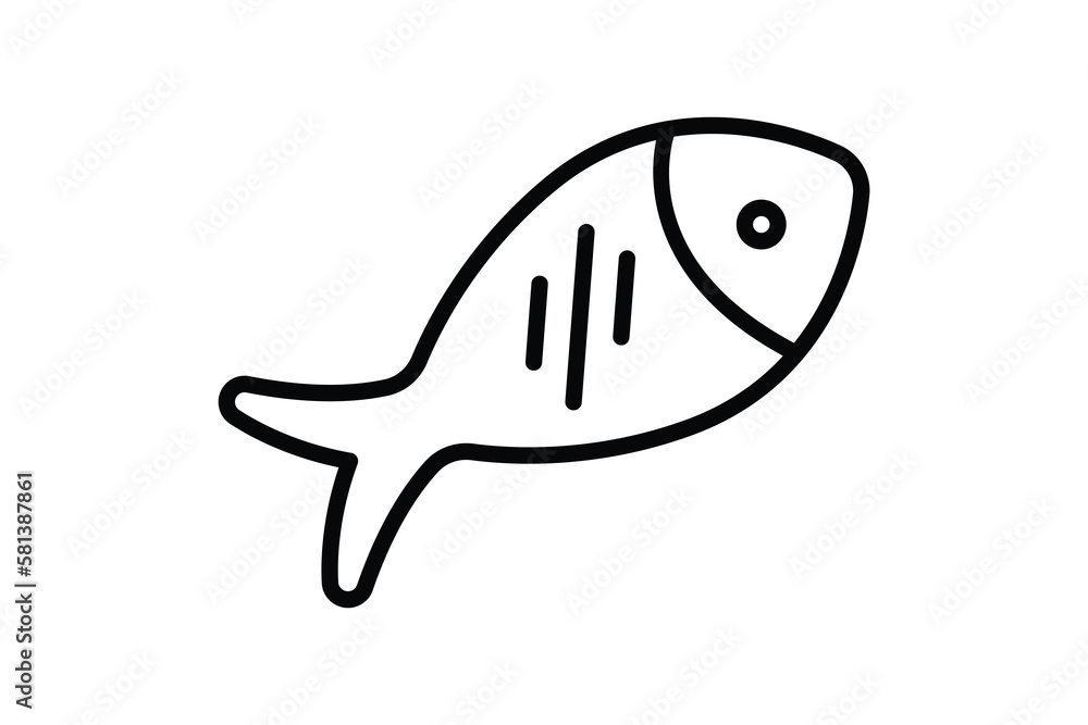 Fish icon illustration. icon related to seafood. Outline icon style. Simple vector design editable Fish icon illustration. icon related to seafood. Outline icon style. Simple vector design editable