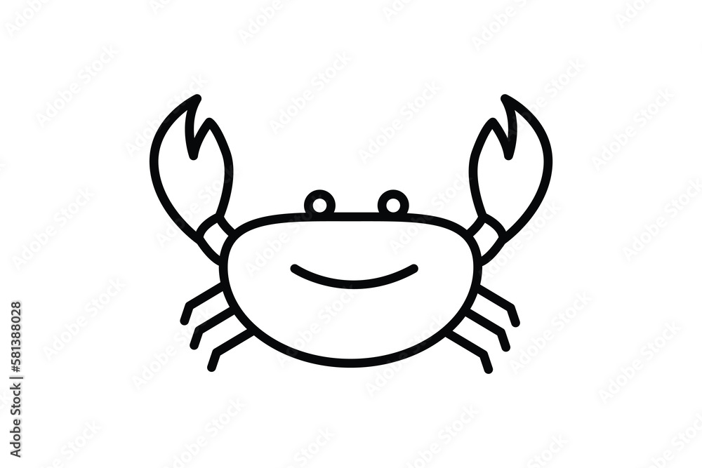 Crab icon illustration. icon related to seafood. Outline icon style. Simple vector design editable Crab icon illustration. icon related to seafood. Outline icon style. Simple vector design editable