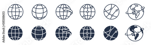 Globe icons. Editable stroke. Vector graphic illustration. For website design, logo, app, template, ui, etc.