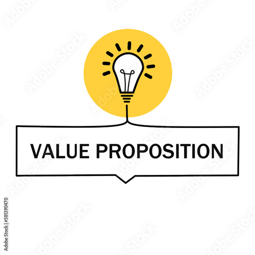 Value proposition. badge with lightbulb icon design. vector illustration.