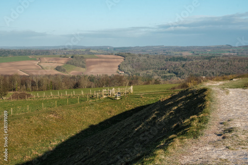 Walking in the Southdown National Park, overlooking West Sussex, and Hampshire