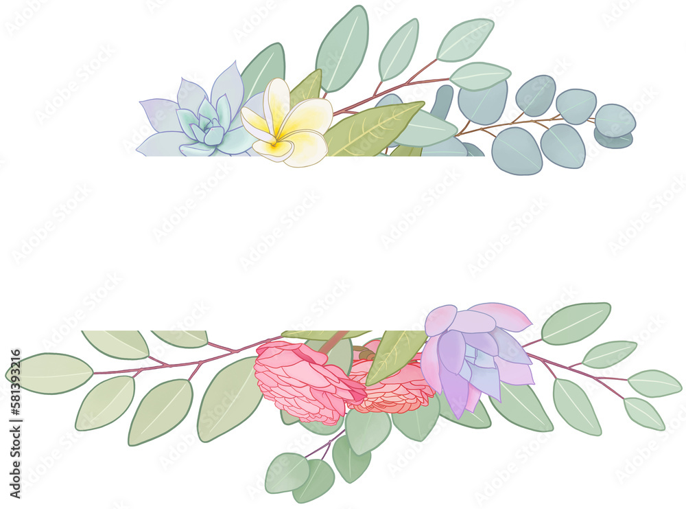 frame with flowers and leaves frame with flowers and leaves
