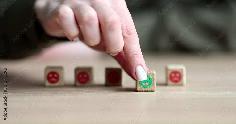 Person pointing green smile and customer testimonials Person pointing green smile and customer testimonials