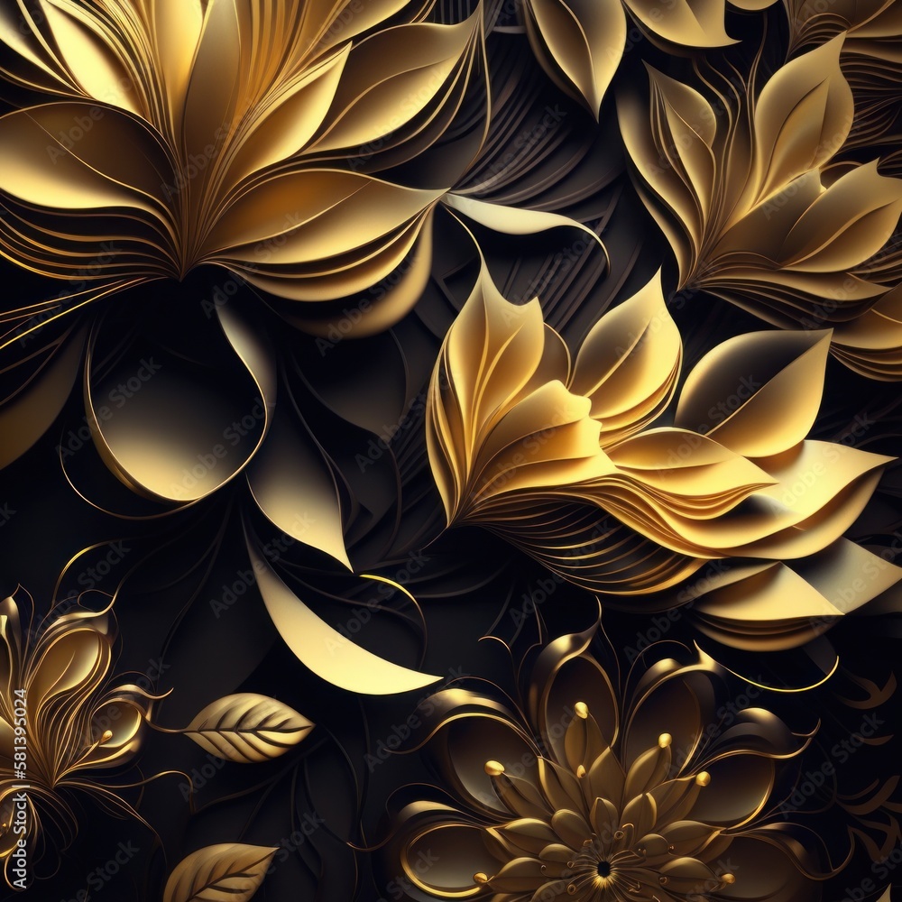 Gold Flowers Wallpaper Background Stock Photo Adobe Stock