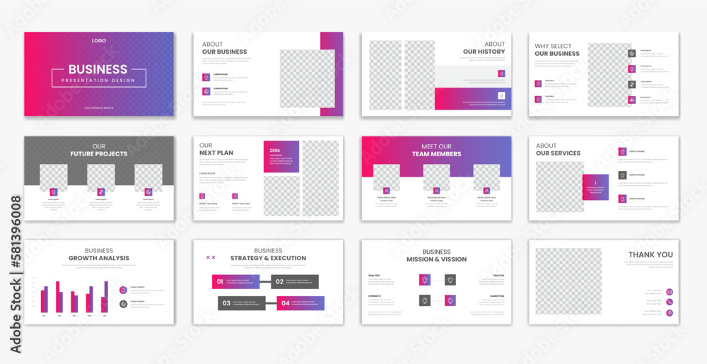 Modern corporate presentation design template with colorful shapes vector for business