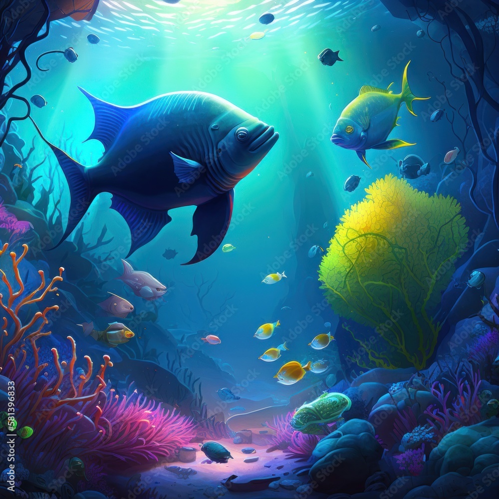 Fototapeta premium Underwater Game Art